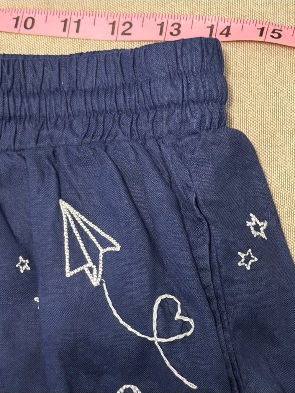 Johnny Was Sovanna Embroidered Linen Shorts – Navy Blue – Boho - Size Small